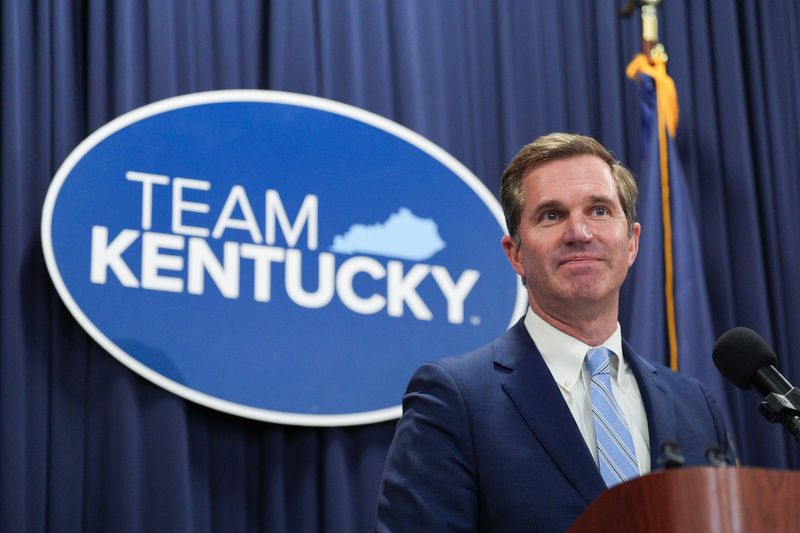 Kentucky Gov. Andy Beshear speaks during a Fairness rally at the Capitol Education Center in Frankfort, Kentucky February 25, 2026. "I'm proud to say I've attended every fairness rally since I became Governor, the first Governor to do so."