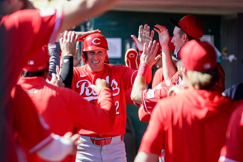 Reds outfielder JJ Bleday (22) hit .317 in spring training with four homers and 11 RBI and then .341 in 24 games at Triple-A Louisville before being called up.