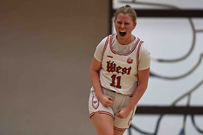 Lakota West's Caroline Bayliff (11) reacts during their district final win over West Clermont Saturday, Feb. 28, 2026.