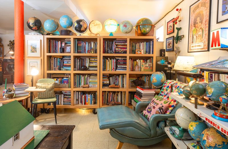 Library with globe collection