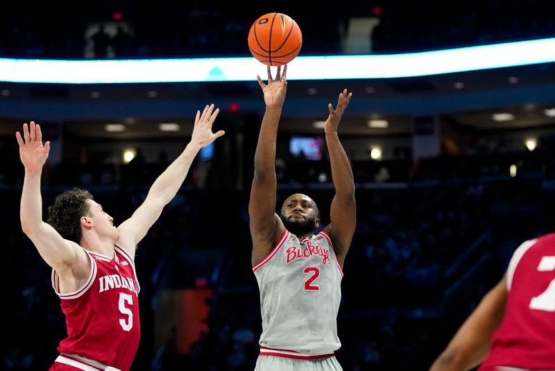 Ohio State guard Bruce Thornton shoots and makes a 3-point shot against Indiana.