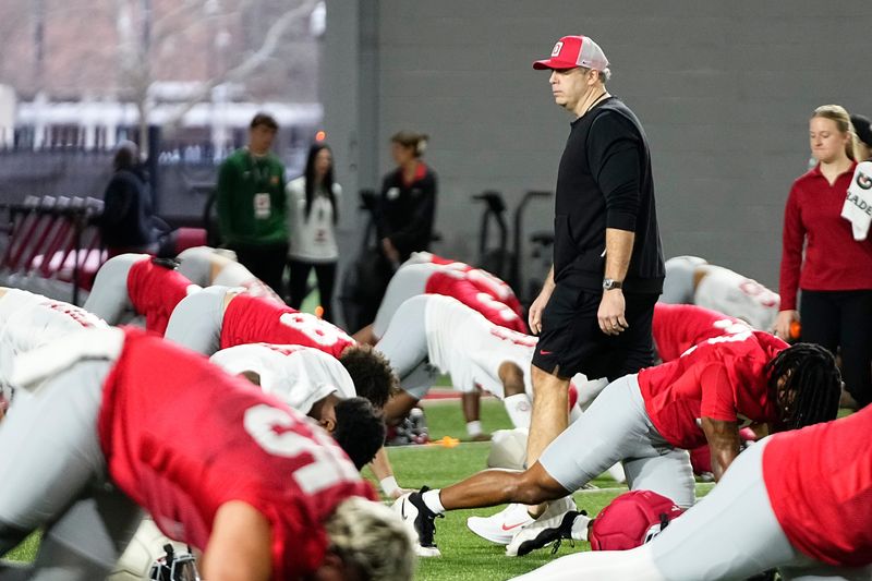 Ohio State offensive coordinator Arthur Smith watches the first day of spring football practice on March 10.