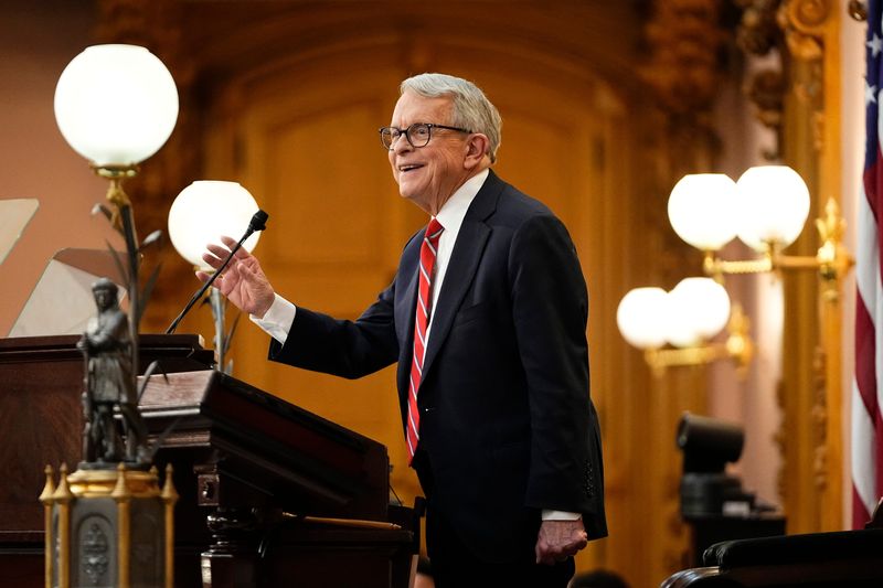 Ohio Gov. Mike DeWine delivers the final State of the State address of his second term at the Ohio Statehouse in Columbus on March 10, 2026.
