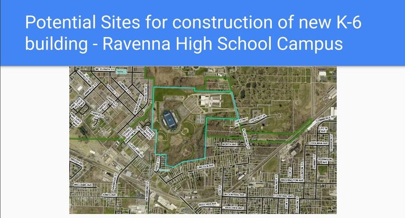 This image, from a recent presentation to Portage County commissioners, depicts an image of an elementary school building near Ravenna High School.