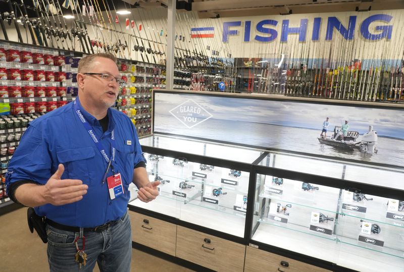 Academy Sports & Outdoors store director Ronald Wildblood talks about the fishing and outdoors accessories the store carries at its new Jackson Township location.
