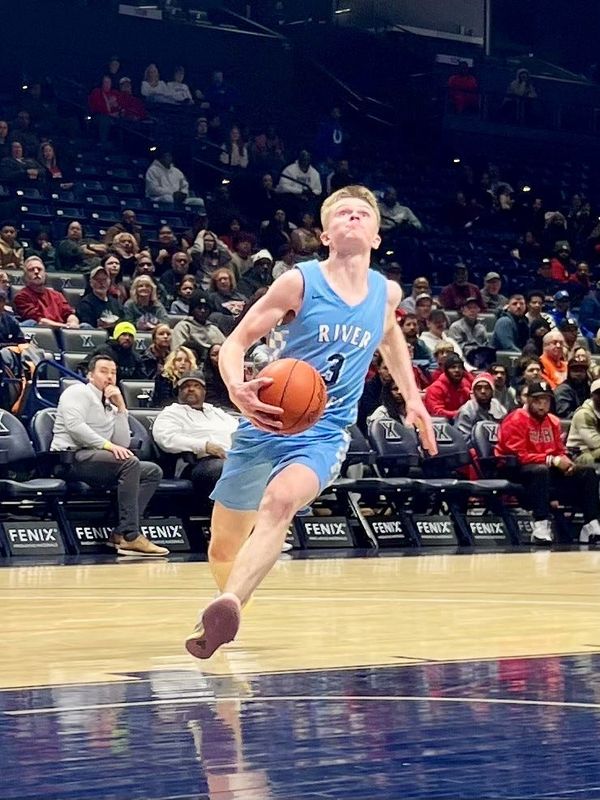 River Valley's Eli Snyder goes in for a shot during a Division IV regional semifinal boys basketball game against Dayton Northridge March 12 at Xavier's Cintas Center.