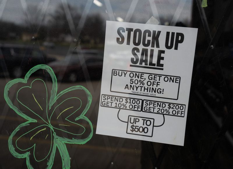 Paper & Leaf has a Stock Up sale and signs advertising their last day open is March 19 in Kent on March 18.