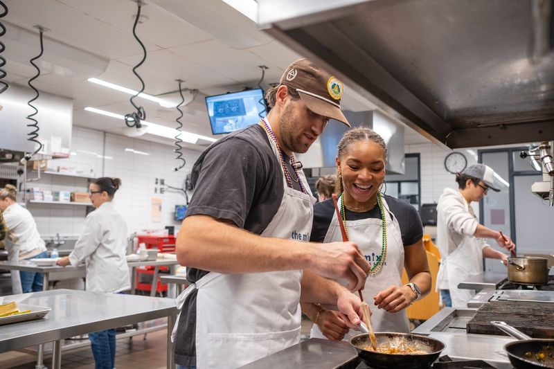 Will Young and Maria Law during a recent cooking class from The Mix at Mitchell Hall at Columbus State Community College.