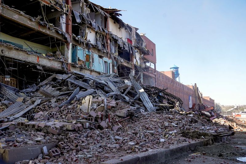 The east end of Longworth Hall undergoes demolition in downtown Cincinnati on Tuesday, March 24, 2026.