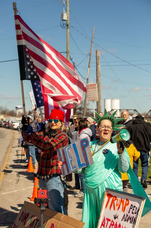 Nearly 200 protesters were on hand for the latest No Kings rally in downtown Fremont on March 28.