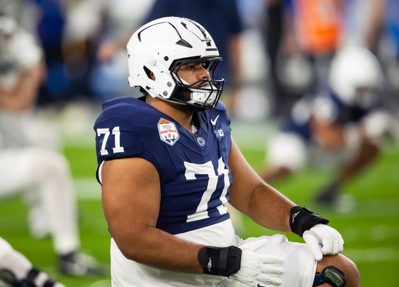 Olaivavega Ioane (71) is a redshirt junior guard for the Penn State Nittany Lions.