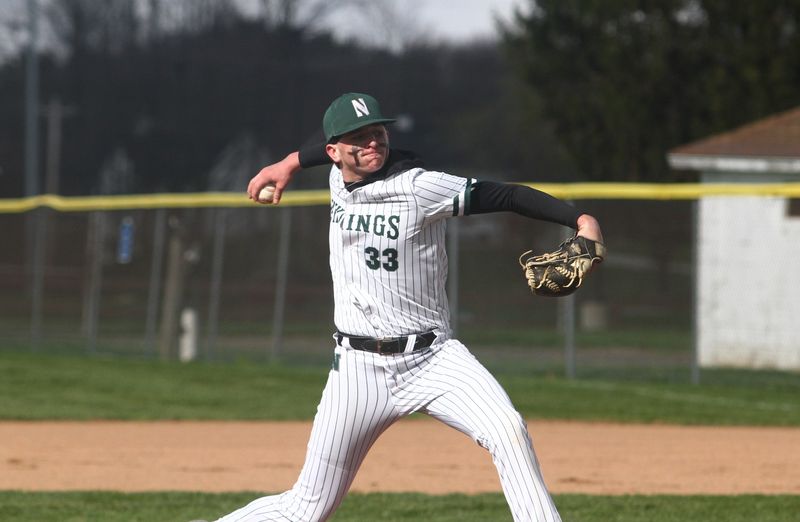 Northridge's Garrett Penrod pitches against Utica on April 6.