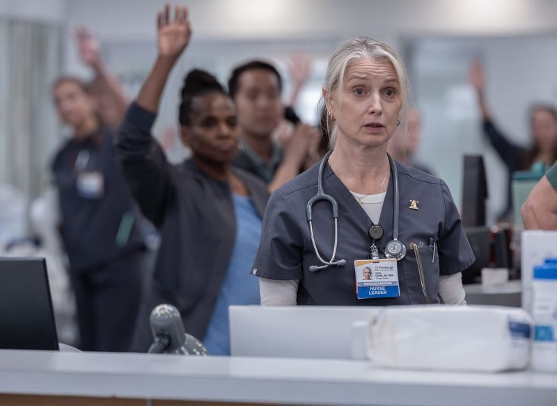 Nurse Dana Evans, played by Katherine LaNasa,  in "The Pitt."