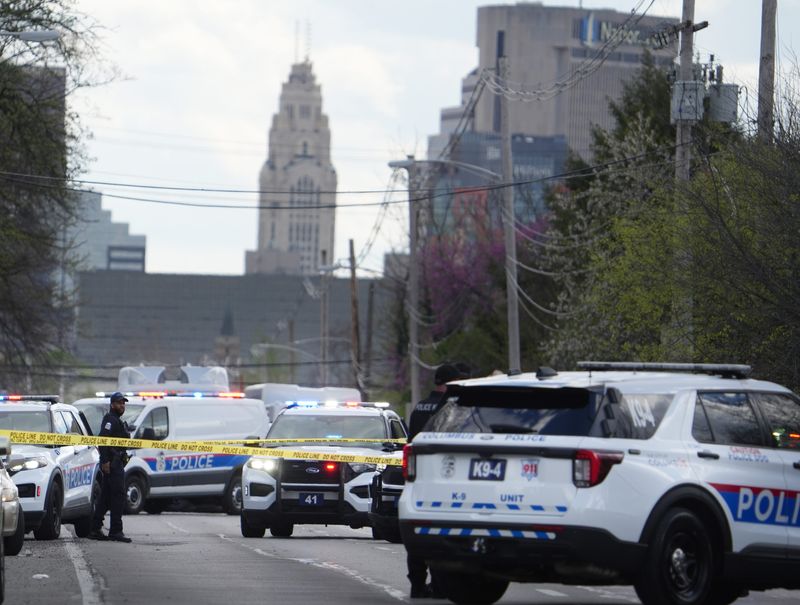 Columbus police respond to a crime scene on N. Fourth St. on April 4, 2026.