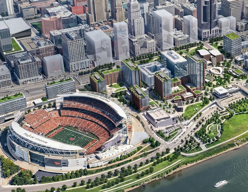 A new plan for The Banks sets a framework for the five remaining undeveloped lots on Cincinnati's riverfront with hotels, housing, office buildings, art-filled pedestrian walkways, and more. Consultants: Perkins & Will, MKSK, Kolar Design, Nelson Nygaard, HR&A Advisors.