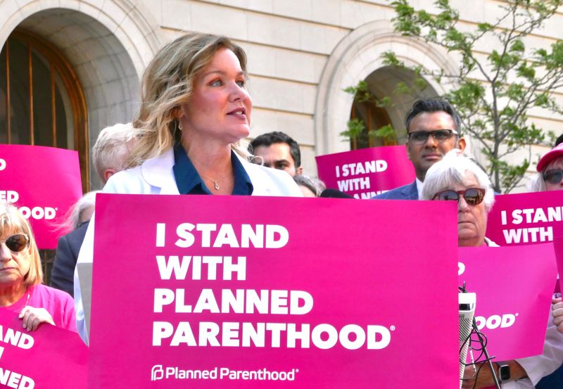 Planned Parenthood Southwest Ohio medical director Dr. Gwynne Perry speaks to the press April 14, 2026, following a fire at a Mount Auburn clinic. Investigators say the fire was set intentionally.