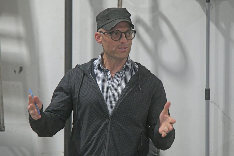 Shawn Cutter, founder of EnergiAcres, spoke at Franklin Township trustees special meeting April 15 about a proposed data center north of Lahm Airport.