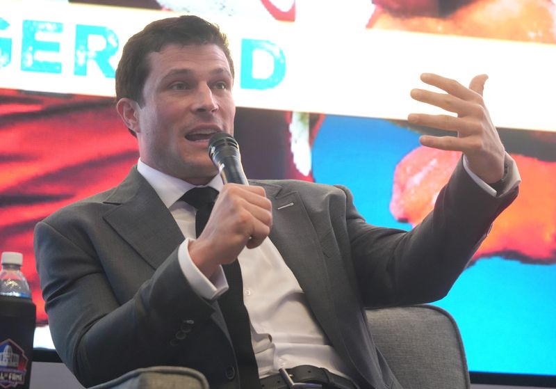 2026 Pro Football Hall of Fame enshrinee Luke Kuechly talks about his first pro experience at the Hall Friday, April 17, 2026.