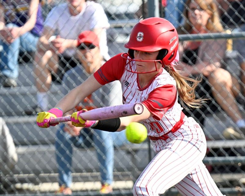 Shelby's Natalie Kennard lays down a bunt during the Whippets' 3-1 nonconference softball win over Lexington on Friday, April 17, 2026.