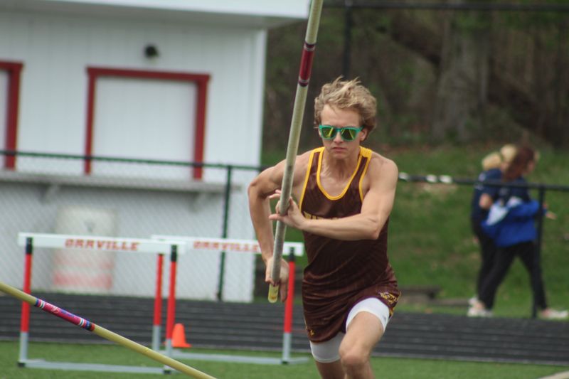 Waynedale's Wyatt Moore in the boys pole vault.