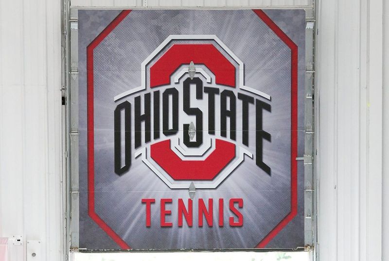 An Ohio State tennis logo is seen on a rolling door at the Varsity Indoor Tennis Center in Columbus in 2017.

Ohio State Tennis