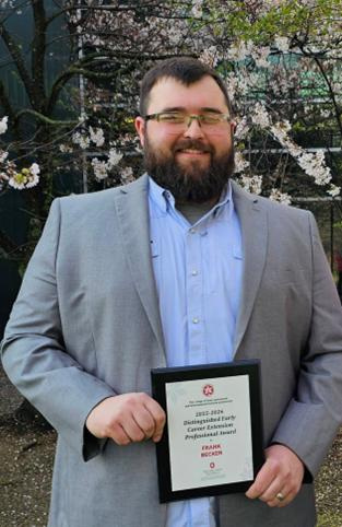 Frank Becker, Ohio State University Extension Agriculture and Natural Resources Extension educator for Wayne County, was presented with the Distinguished Early Career Extension Professional Award at the recent 2026 CFAES Awards and State of the College Ceremony in Columbus.