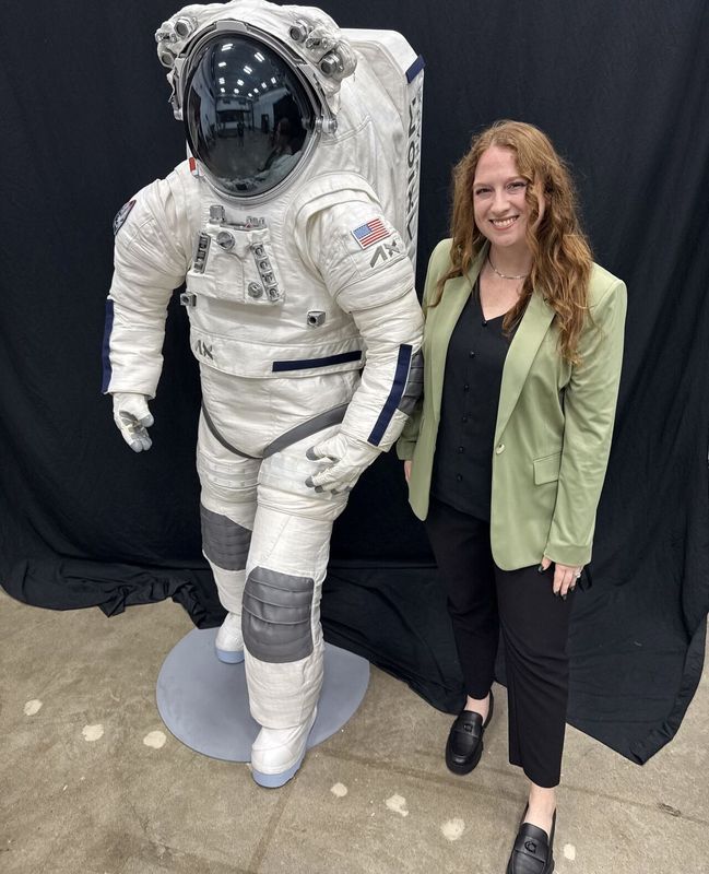 Warsaw native Keirsten Ashcraft with the Axiom spacesuit being developed for use on the Artemis IV mission to the moon. She's a manager on the team developing the life support system, which they call the backpack. She credits her lifelong love of learning and being goal oriented to her parents and growing up in Coshocton County.