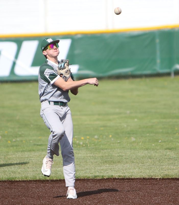 Madison's Ashton Taylor makes a play at second base during the Rams' 3-2 Ohio Cardinal Conference baseball win over Lexington on Wednesday, April 22, 2026.