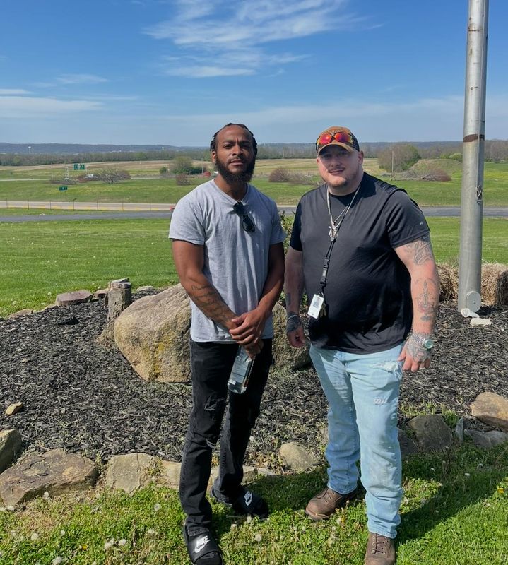 Timmy Dunbar with Scioto Paint Valley Mental Health Center's Sean Cawood.