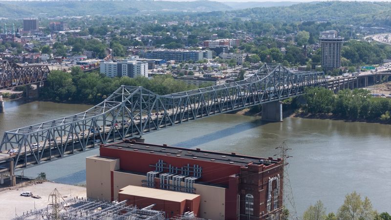 The Brent Spence Bridge over the Ohio River in Cincinnati on Thursday, April 23, 2026.