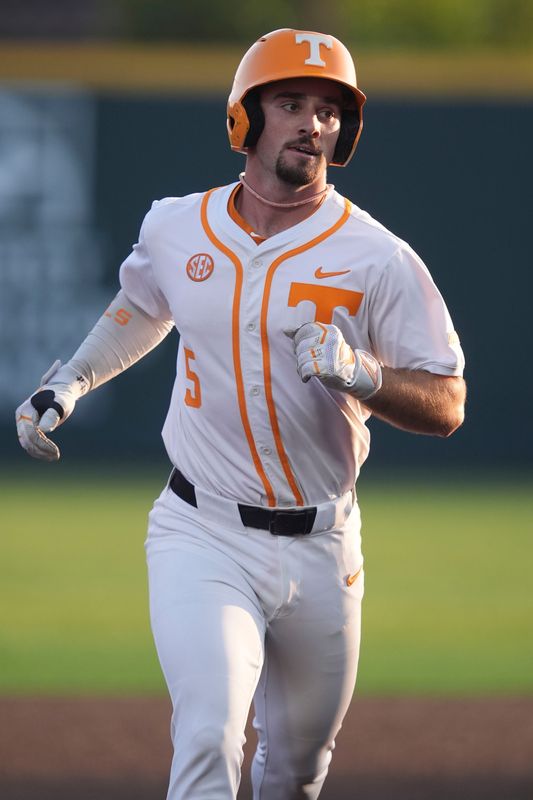 Tennessee's Garrett Wright rounds the bases after hitting a home run during a home game against Alabama on April 23, 2026.