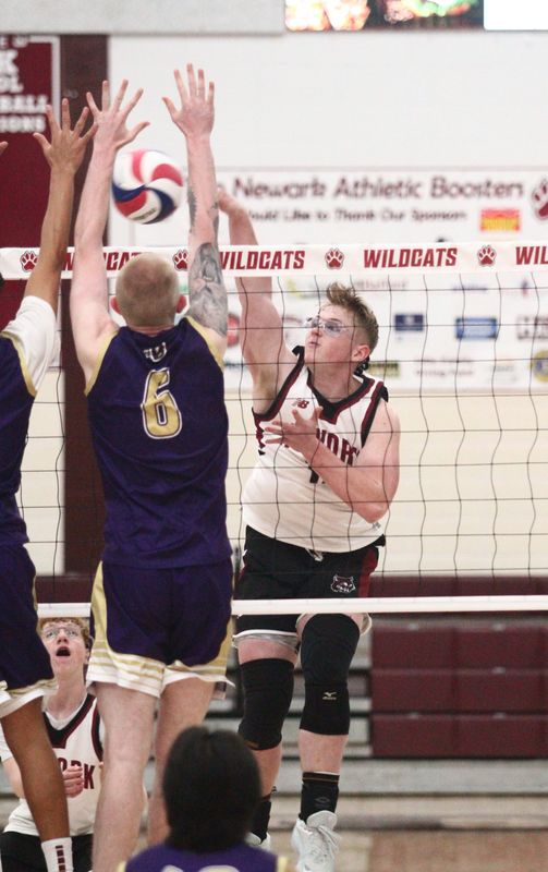 Newark's Koby Watson hits during a 3-0 victory against visiting Briggs on April 25, 2026.