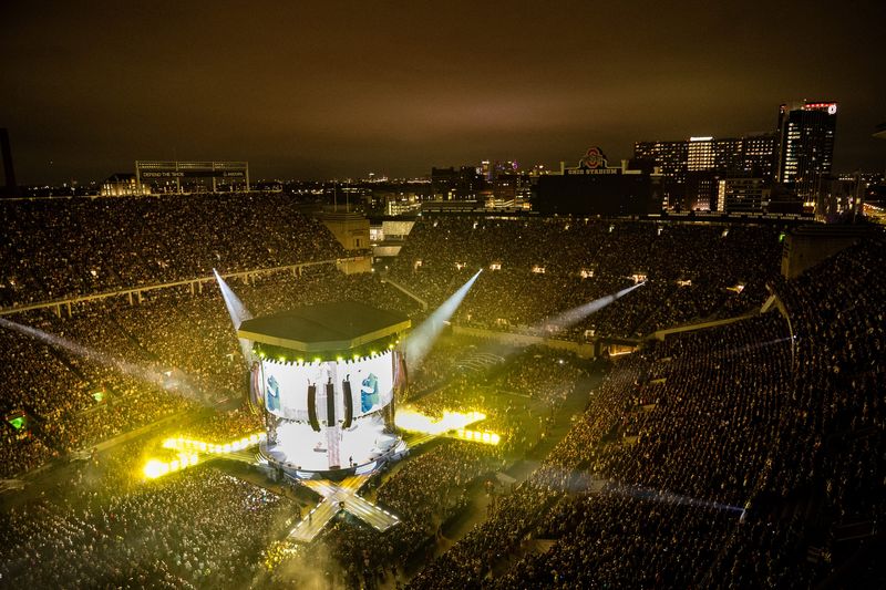 Luke Combs performs during his “My Kinda Saturday Night" tour stop at Ohio Stadium on Saturday, April 25, 2026 in Columbus, Ohio.