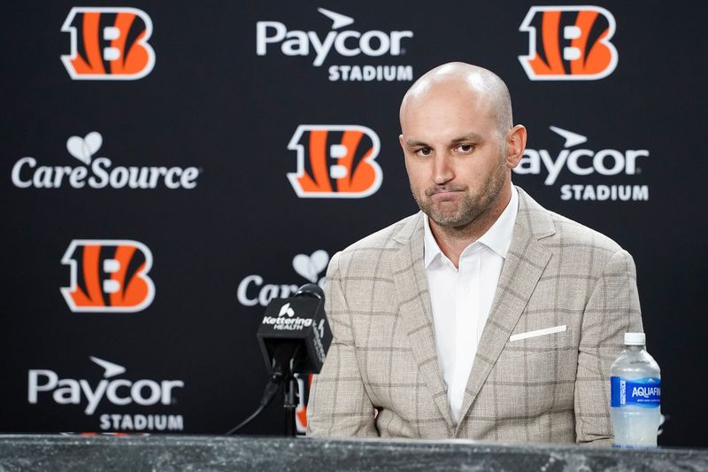 Cincinnati Bengals Assistant General Manager Mike Potts during a 2026 NFL Draft press conference, Friday, April 24, 2026, at Paycor Stadium in downtown Cincinnati.