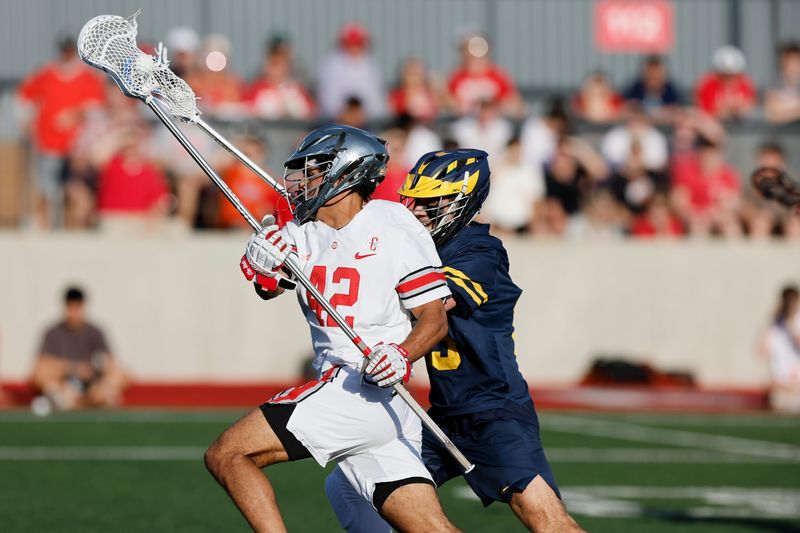 Ohio State men's lacrosse defenseman Cullen Brown vs. Michigan April 17.