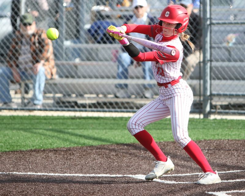 Shelby's Natalie Kennard locks in on a ball during the Whippets' 12-10 extra-inning, Mid-Ohio Athletic Conference loss to Ontario on Tuesday, April 28, 2026.
