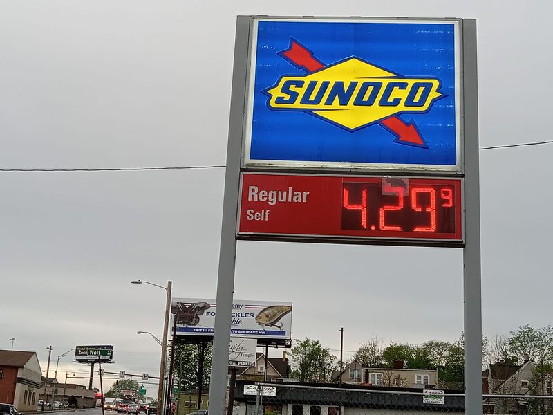 The price for regular gasoline was $4.299 a gallon on April 29 at the Sunoco station on Tuscarawas Street W near Waterworks Park in Canton.