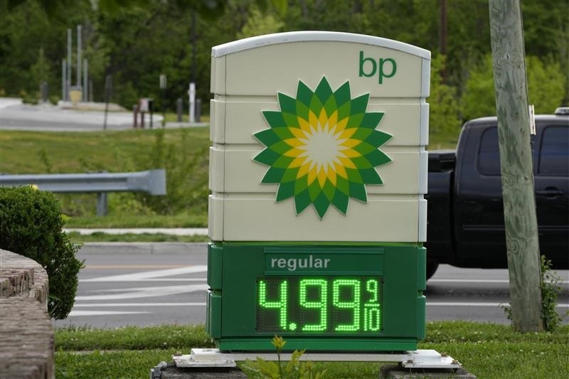 Gas prices in some parts of Ohio, including this Cincinnati-area BP station, have surged to nearly $5 per gallon.