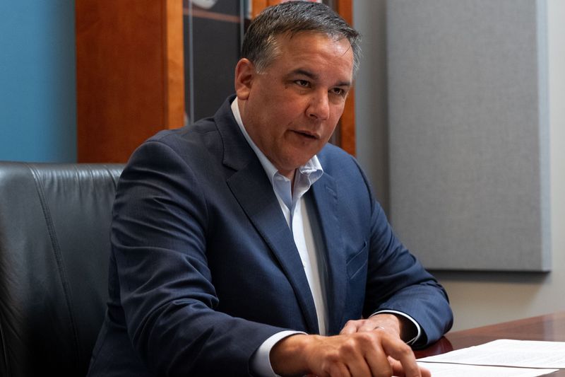 speaks about the National Women's Soccer League expansion franchise at City Hall on Wednesday, April 29, 2026 in Columbus, Ohio.