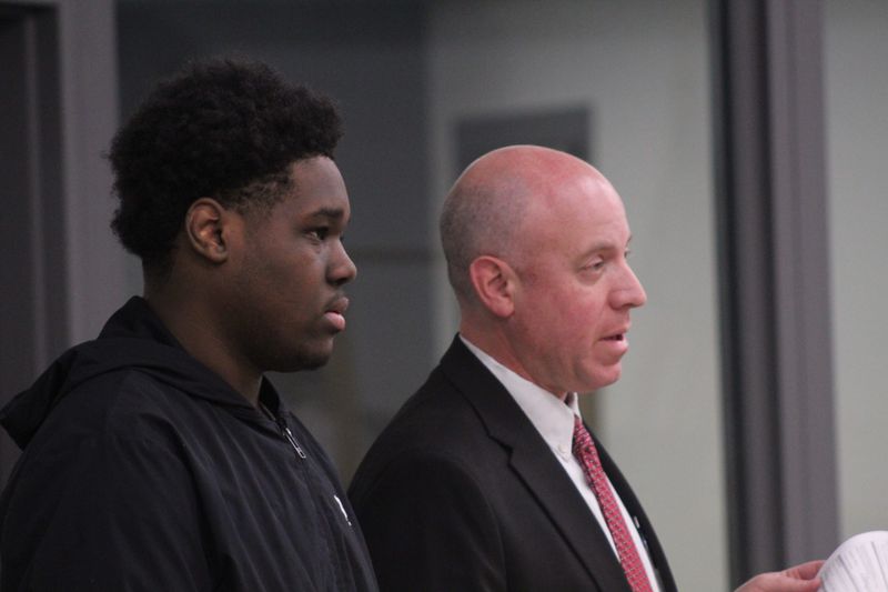 Demarzah Brown, 19, appears in Hamilton County Municipal Court alongside his attorney, Brian Goldberg, on May 1, 2026.