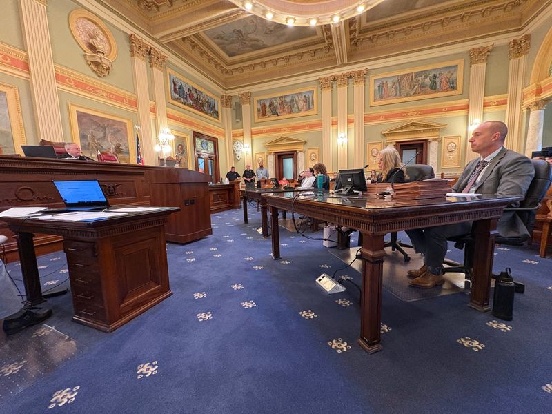 Katelyn Ann Strohacker, in white, appears May 1 in Licking County Common Pleas Court, where she was sentenced to at least eight years in prison after pleading no contest to harming children while working at a Pataskala day care center.