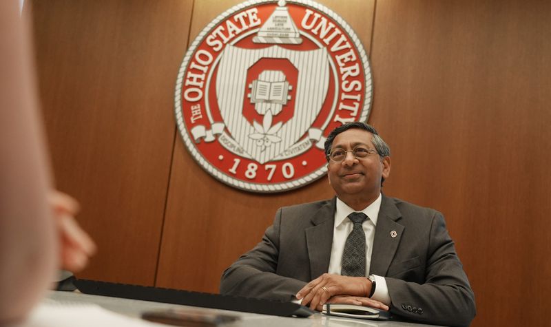 In one of his first interviews since becoming Ohio State's president, Ravi Bellamkonda discusses this whirlwind semester. He spoke with the Dispatch, The Lantern and Columbus Business First on Friday, May 1, 2026 in his meeting room at University Square South.