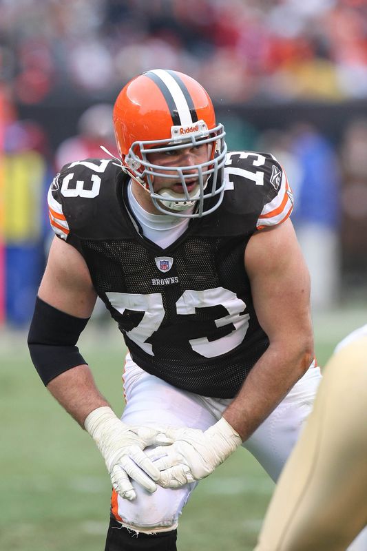 Dec 30, 2007; Cleveland, OH, USA; Cleveland Browns offensive lineman (73) Joe Thomas during their game against the San Francisco 49ers at Cleveland Browns Stadium in Cleveland, OH. The Browns beat the 49ers 20-7. Mandatory Credit: Tom Szczerbowski-USA TODAY Sports