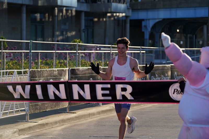 Simon Heys, 24, from Wilmington and a former Flying Pig intern, is the winner of the 2026 Flying Pig men's half marathon.