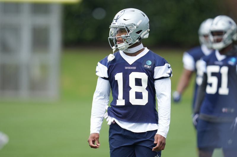 Nickel back Caleb Downs practices with the Dallas Cowboys.
