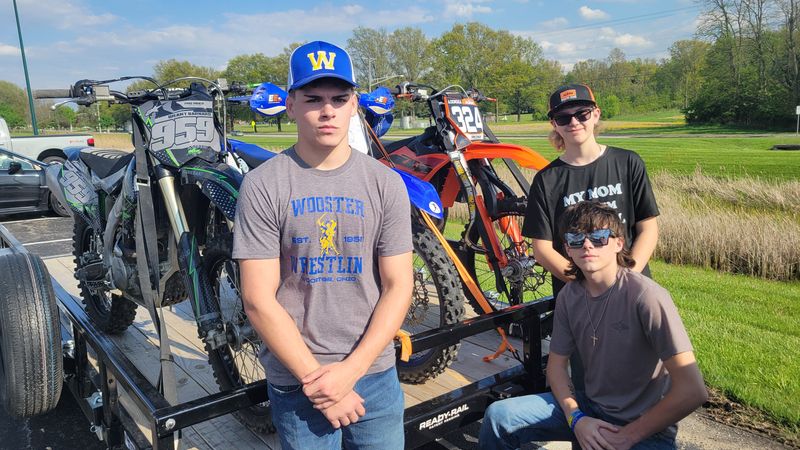 From left to right: Brant Barnard (left), Mason Strock (middle) and Aidan Dordea (right) all shared a strong bond for dirt bike riding with Maddox Graser.