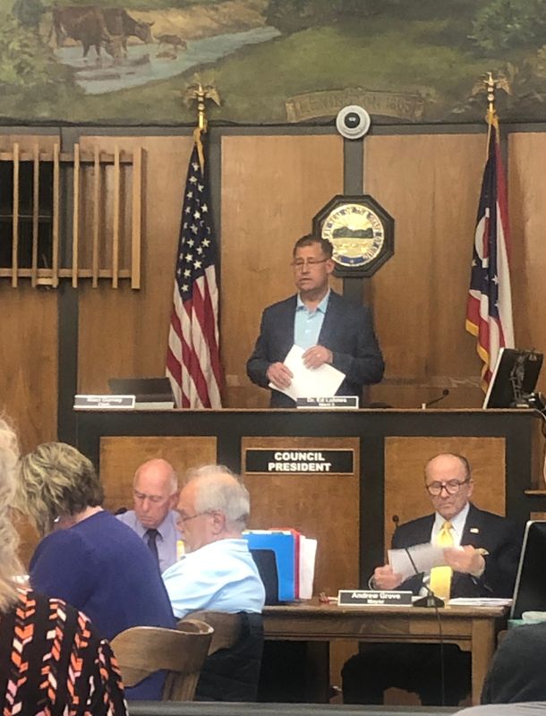 Alliance City Councilman Ed Lohnes, top center, said he wanted to modify the terms of a labor contract with department heads on May 4, 2026, during City Council meeting. The contract was later rejected and the modifications were not introduced.
