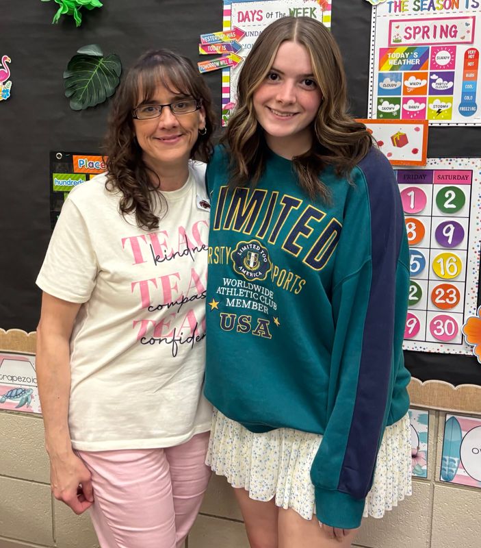 Tanya Stottlemire of River View Intermediate School has inspired her daughter, Carlie Stottlemire, to also become a teacher. Carlie said she has learned patience, compassion and realizing you can't make a difference overnight. Leonard Hayhurst/Tribune