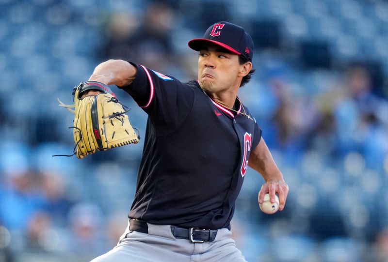 May 6, 2026; Kansas City, Missouri, USA; Cleveland Guardians pitcher Joey Cantillo (54) pitches during the first inning against the Kansas City Royals at Kauffman Stadium. Mandatory Credit: Jay Biggerstaff-Imagn Images