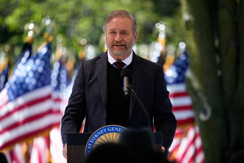 Ohio Attorney General Dave Yost speaks at the 38th Ohio Peace Officers Memorial Ceremony on May 7 in London.